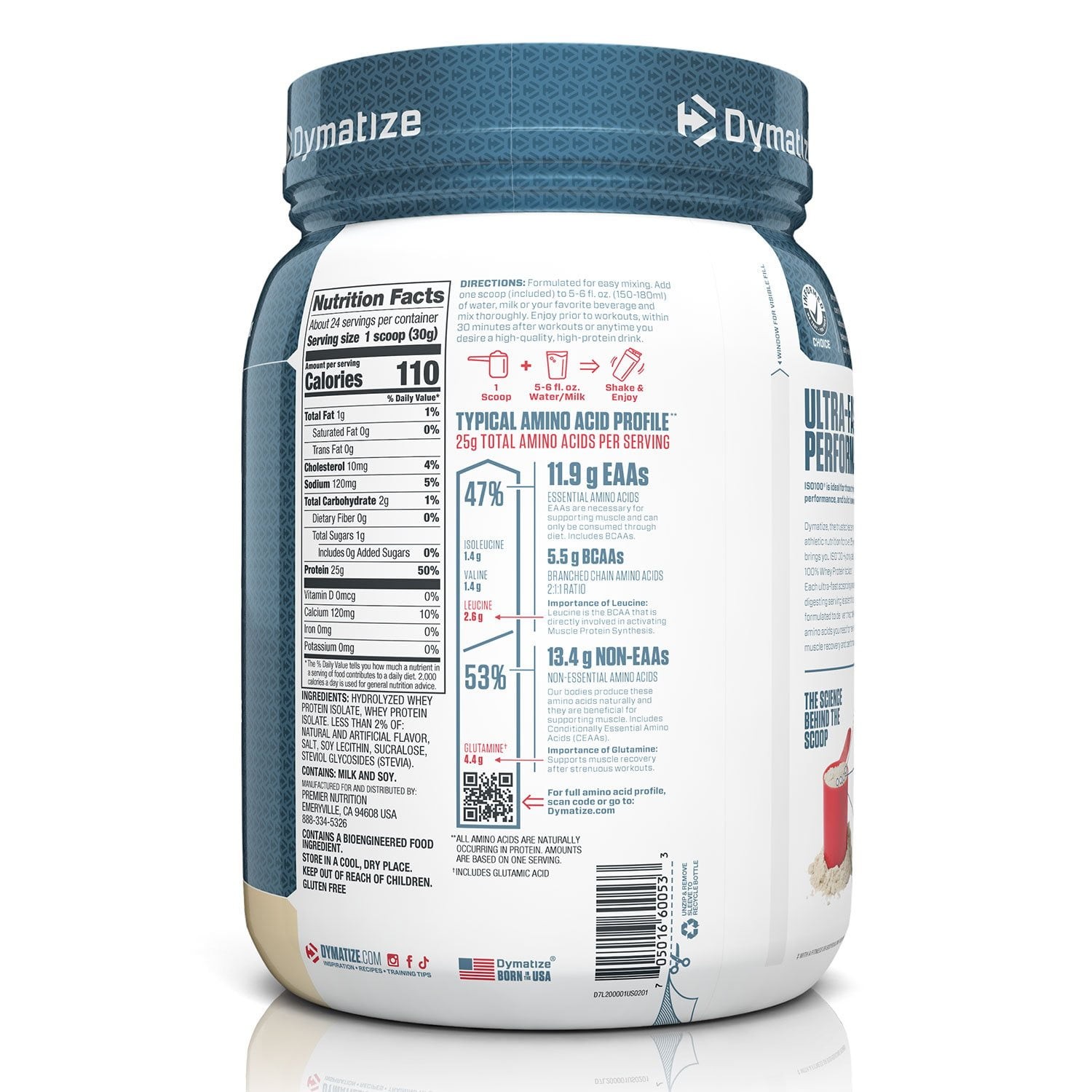 Dymatize ISO100 Hydrolyzed 25g 100% Whey Protein Powder, Gourmet Vanilla 1.6 lbs