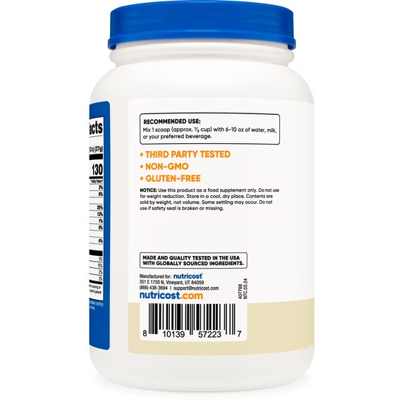 Nutricost Whey Protein Concentrate Vanilla 1.5 lb 25g Protein Powder