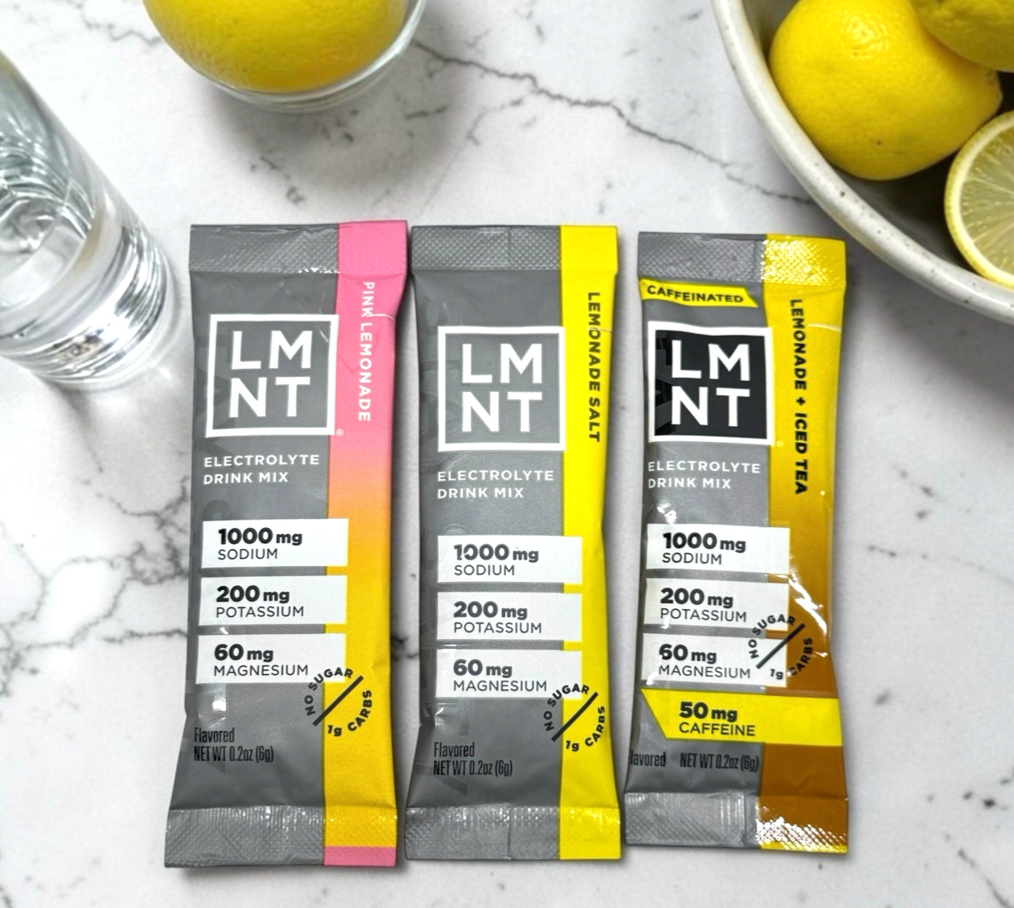 LMNT Electrolyte Drink Mix 3 Pack NEW LEMONADE FLAVORS Hydration Zero Sugar Keto