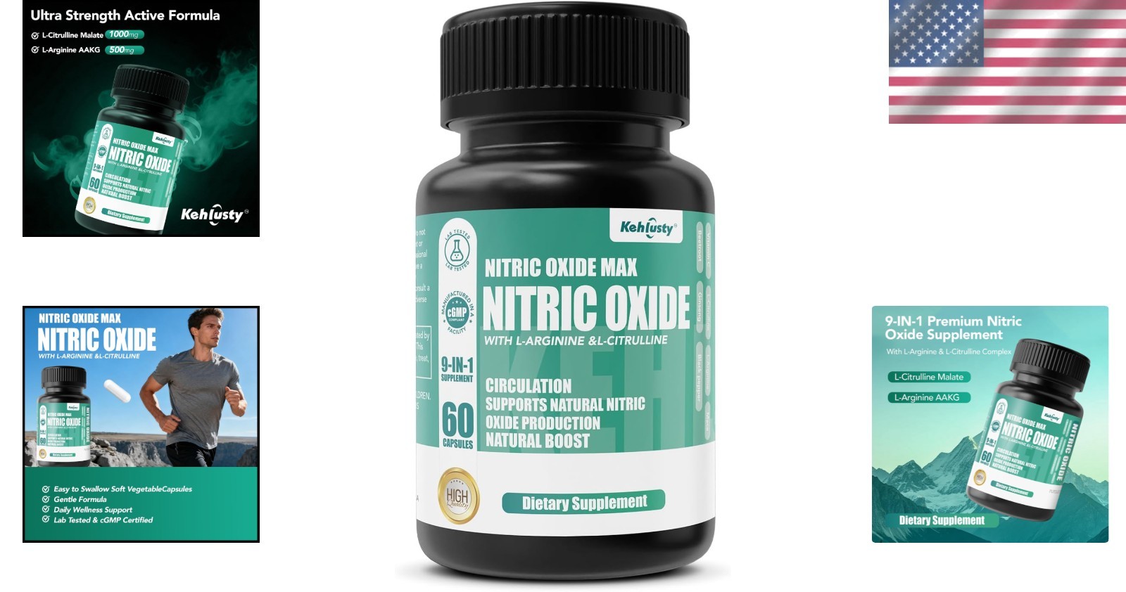 30-Day Nitric Oxide Booster Capsules with L-Arginine – Enhances Blood Flow