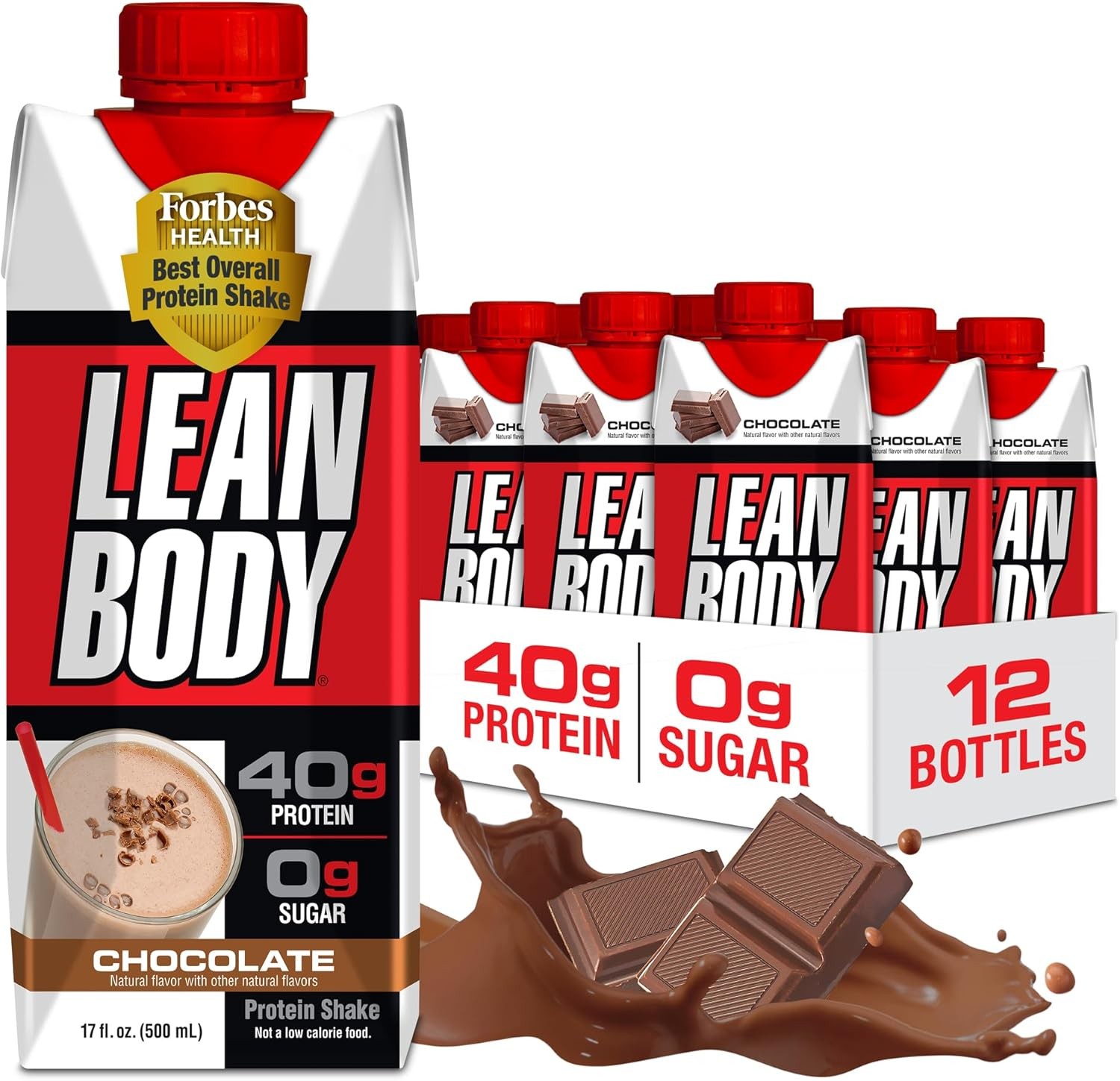 Lean Body Ready-to-Drink Chocolate Protein Shake, 40g 17 Fl Oz (Pack of 12)