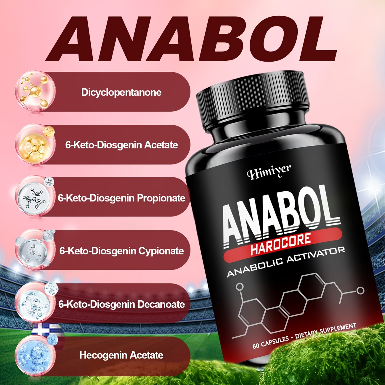 Anabol Hardcore Advanced Bodybuilding Supplement | 60 Capsules | Energy Support
