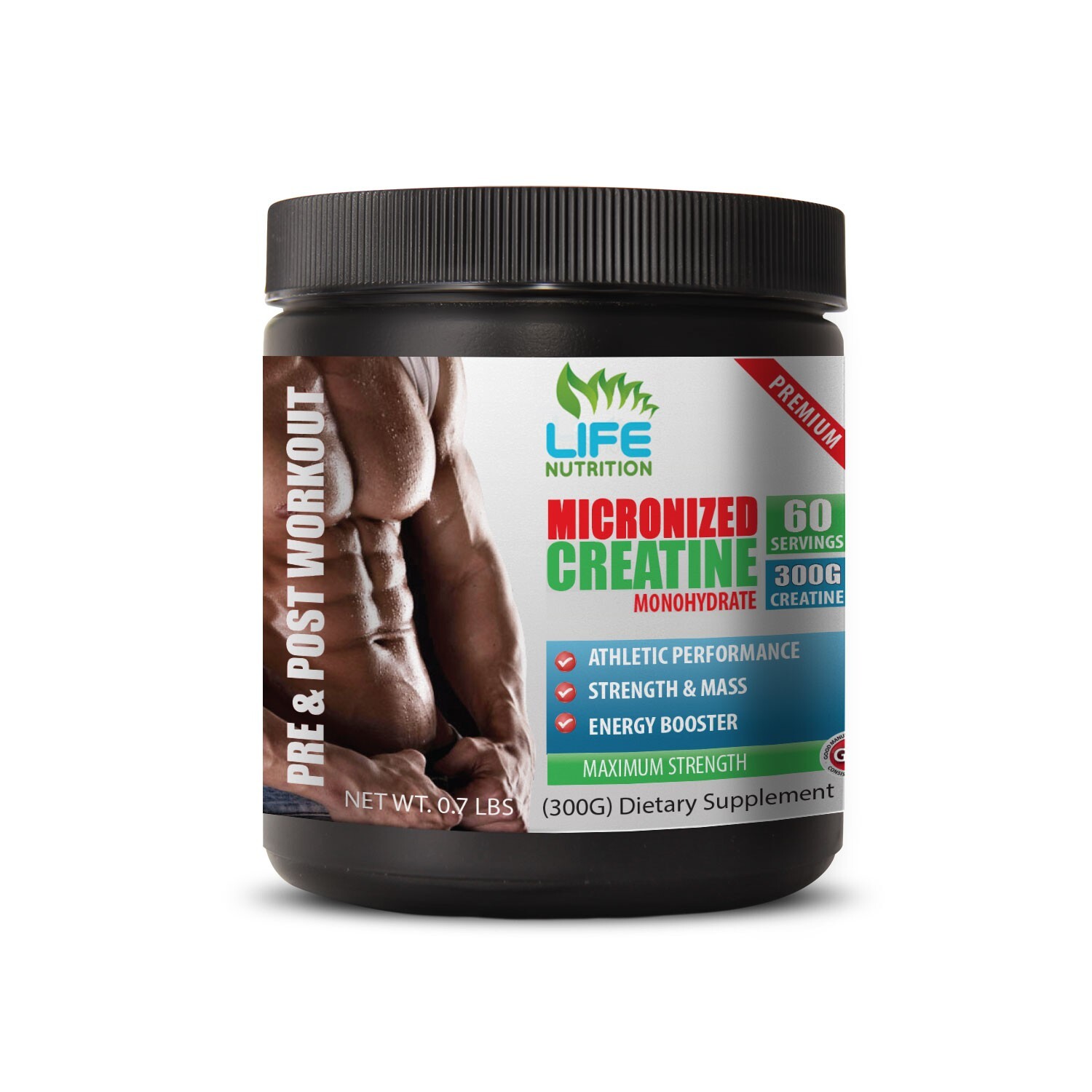 increase muscle size MICRONIZED CREATINE 300G 60 SERVINGS 1 Can