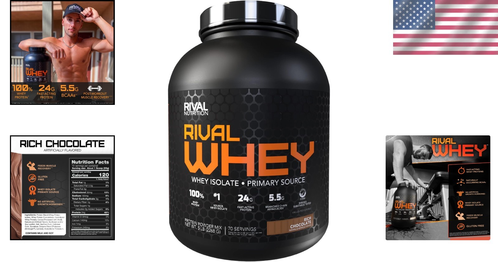 5lb Rival Whey Protein Powder – Instantized Rich Chocolate Flavor, Gluten-Free