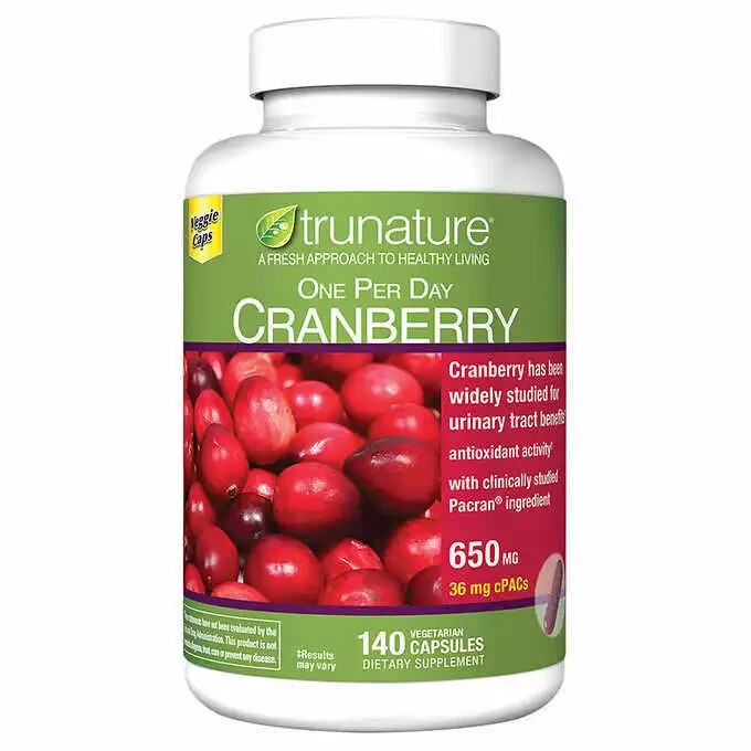 Trunature CRANBERRY 650mg, 140 Capsules one per day Supports a Healthy Urinary T