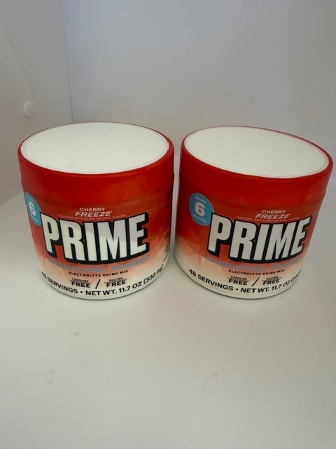 Lot of 2 Prime Cherry Freeze Hydration Powder Electrolyte Drink Mix 96 Servings