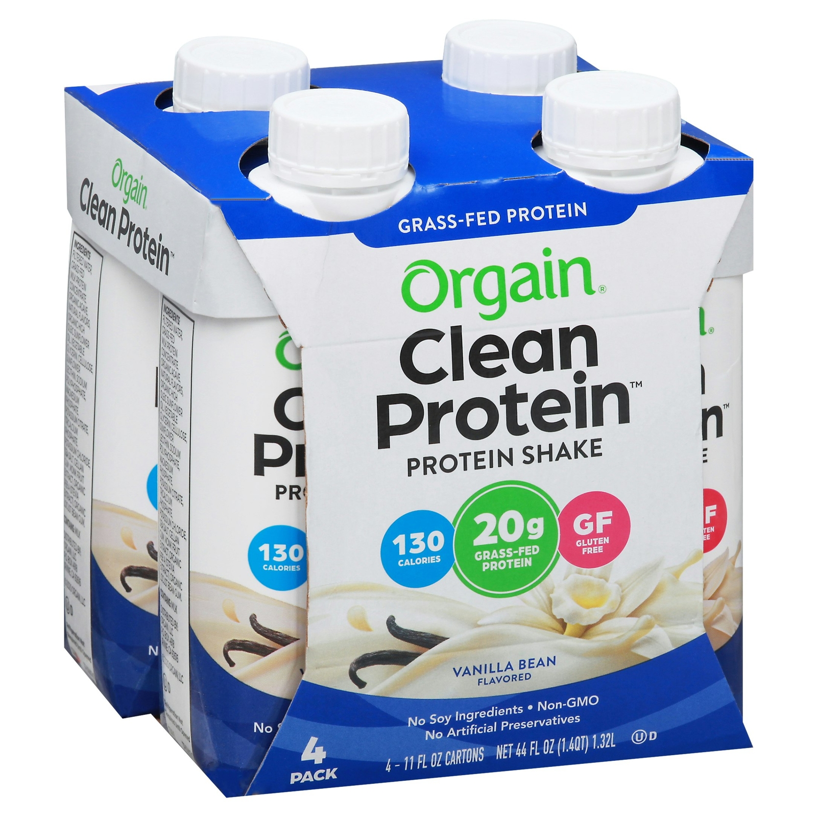 Orgain Grass-Fed Ready-to-Drink Protein Vanilla 4-Pack 44 fl oz (Pack Of 3)