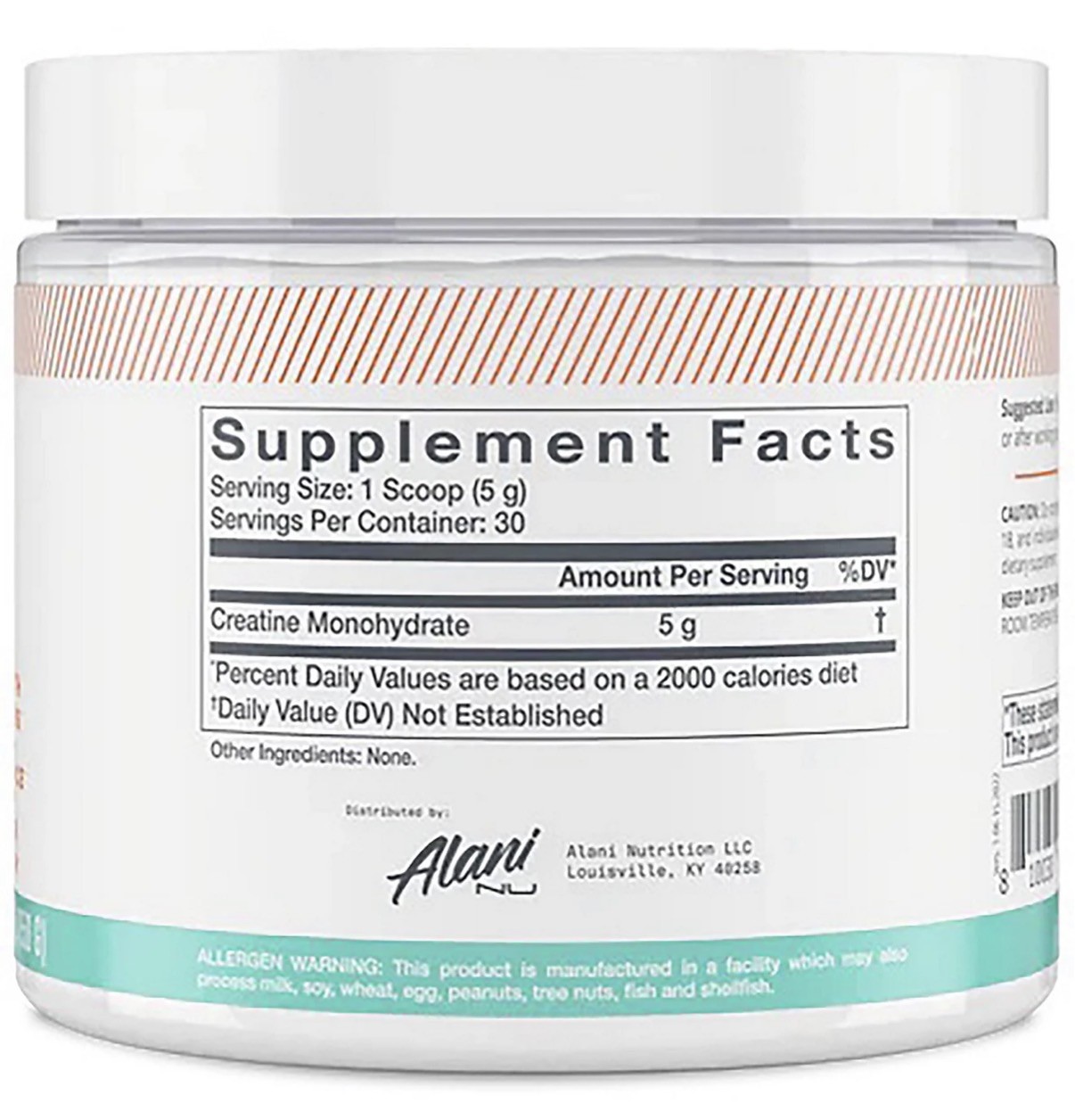 Alani Nu Creatine Monohydrate Powder 150 Grams (5.29 oz), Unflavored 30 Servings