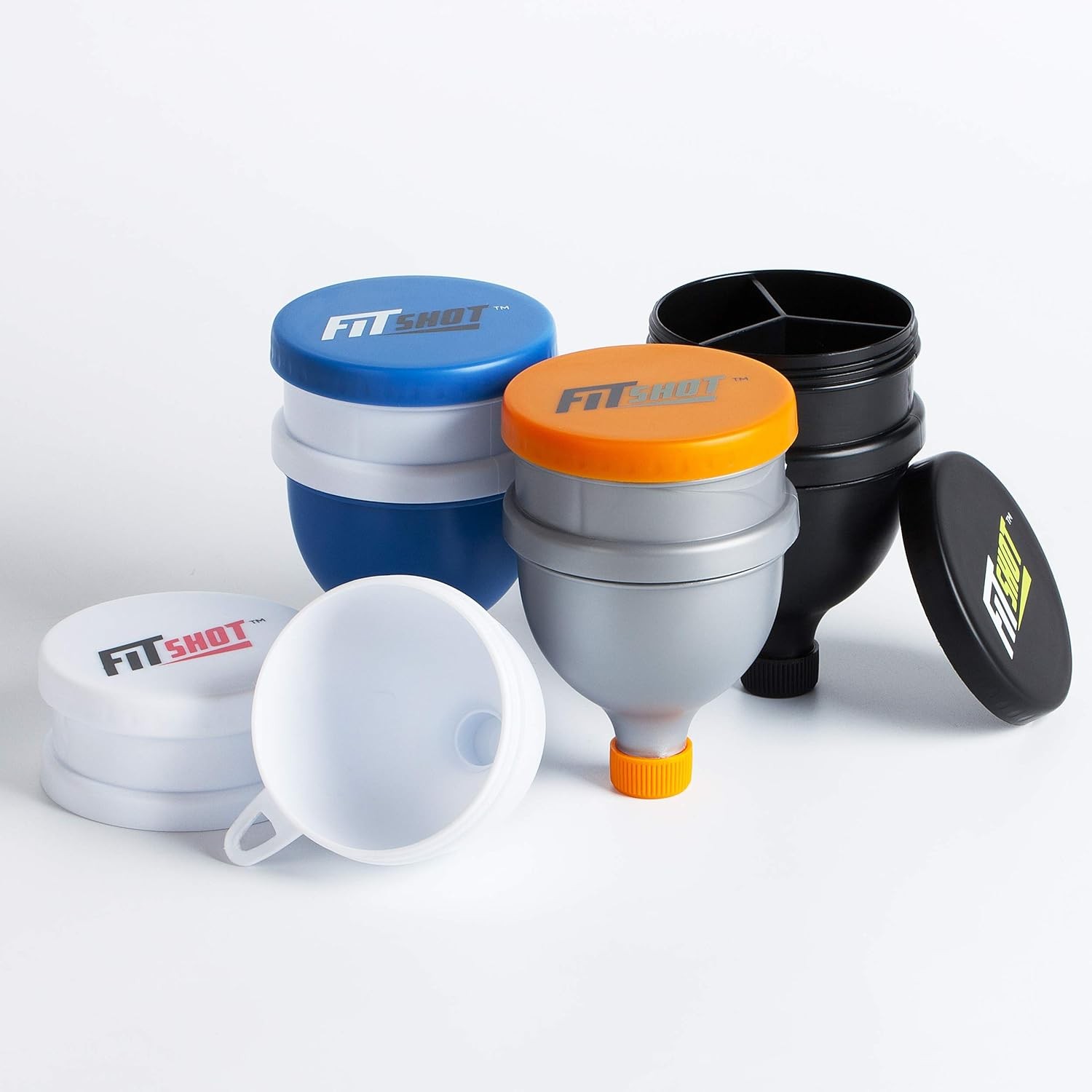 Protein Powder Funnel- Supplement Funnel with Keychain 4pack Water Bottle