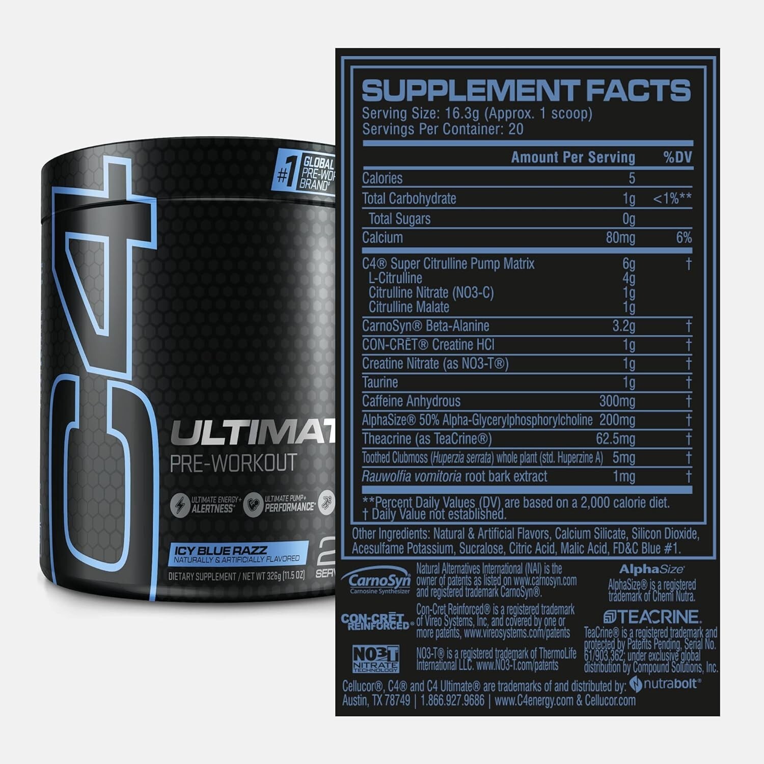 Cellucor C4 Ultimate Pre Workout (20 Servings) Fast Free Shipping! Icy Blue Razz