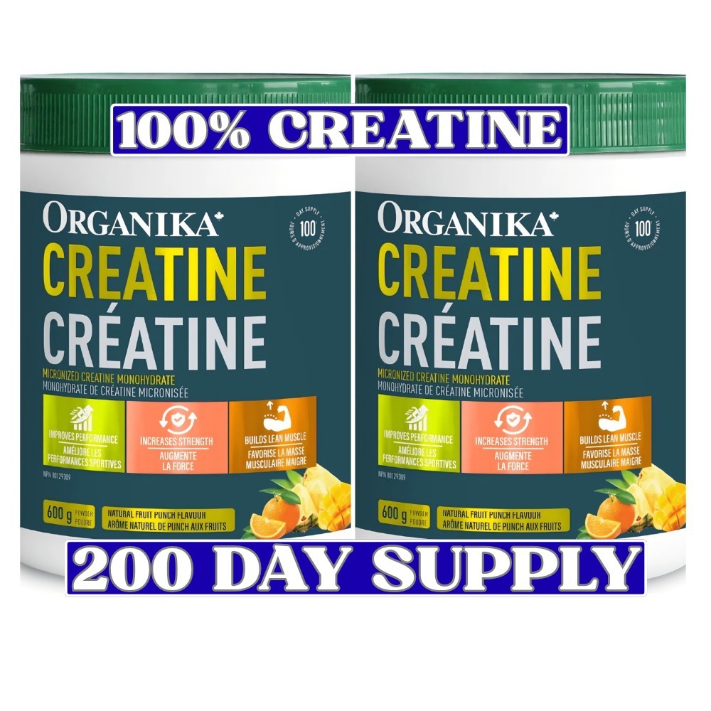 Organika Micronized Creatine 2-Pack 600g Fruit Punch 100 Day Supply
