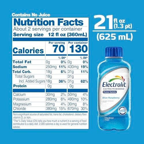 Electrolyte Drink Pack of 12 – Blue Raspberry Flavor, Hydration & Recovery, 21 F
