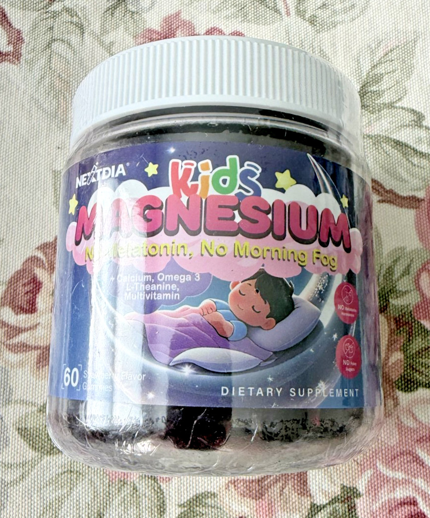 Kids Glycinate Magnesium Gummies + Calcium + Omega 3 – Melatonin Free Kids Sleep