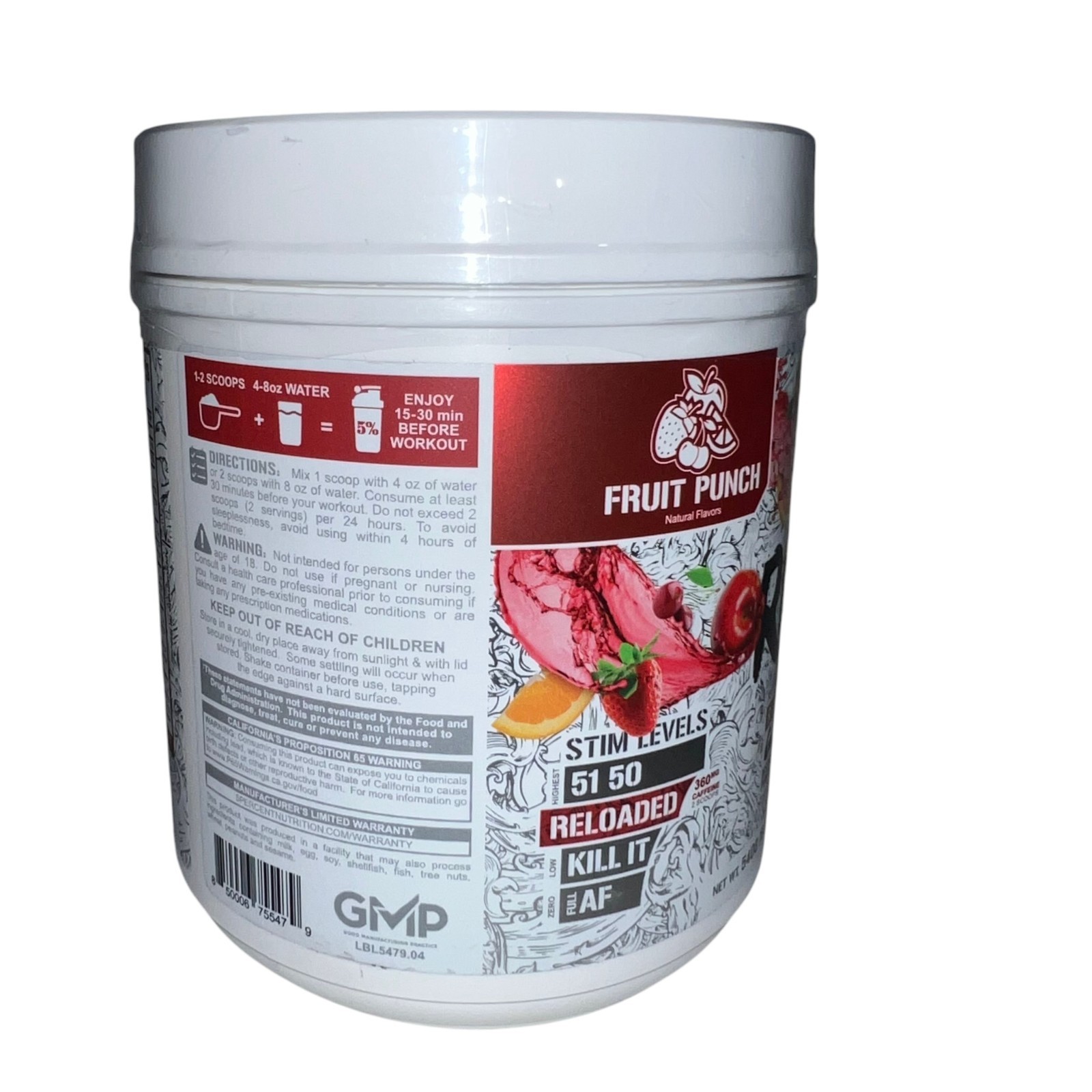 5% Nutrition Rich Piana Reloaded Pre-Workout Fruit Punch High Stim 30 Serv
