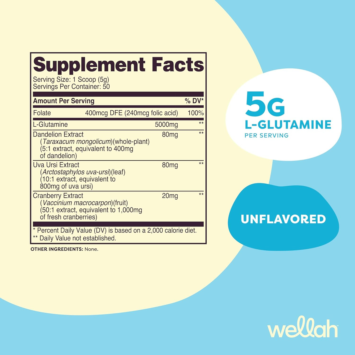 L-Glutamine Powder Unflavored (50 Servings) – 5G L-Glutamine per Serving, Sweete