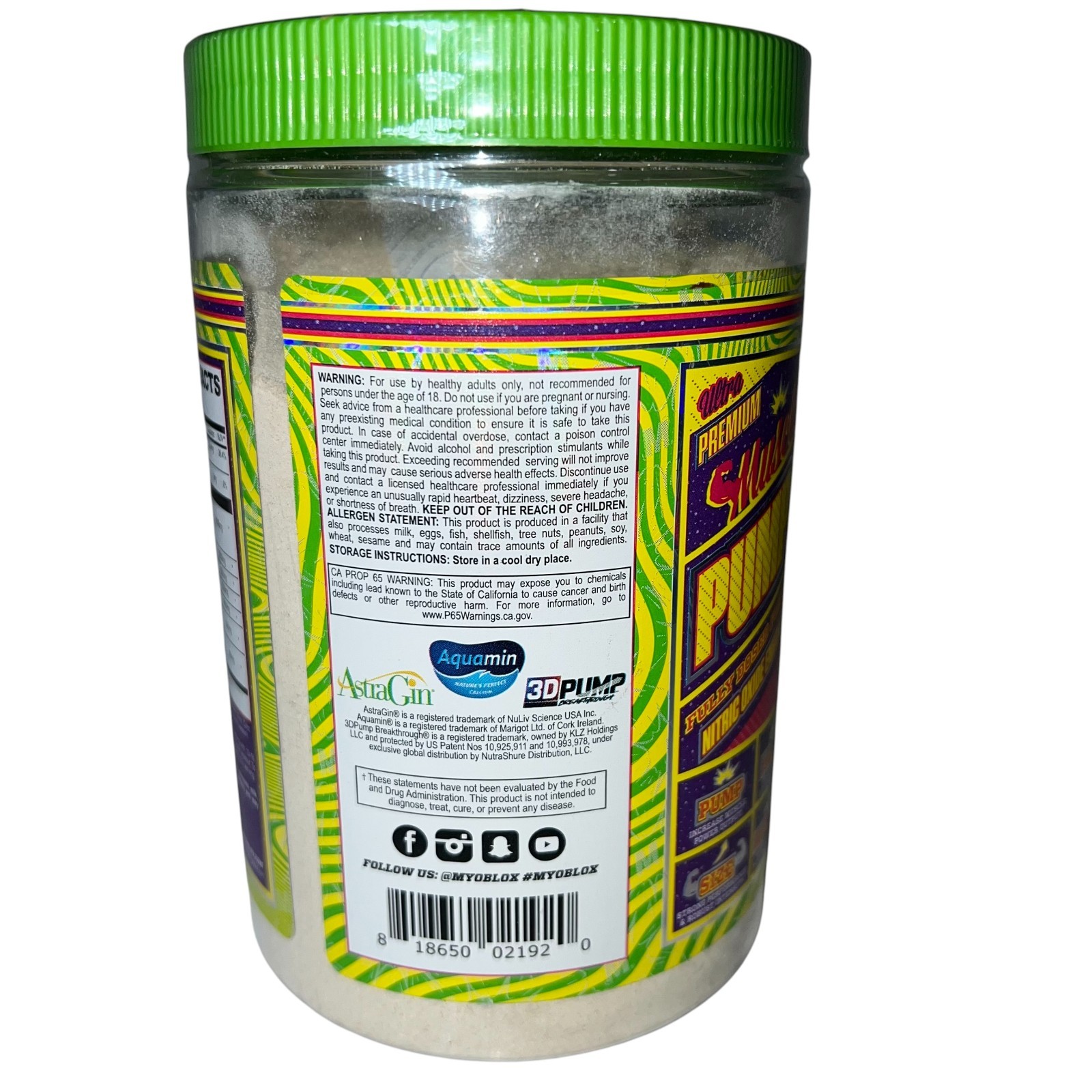 MyoBlox BLO 3D Stim Free Nitric Oxide Muscle Pump Formula 40 Scoops