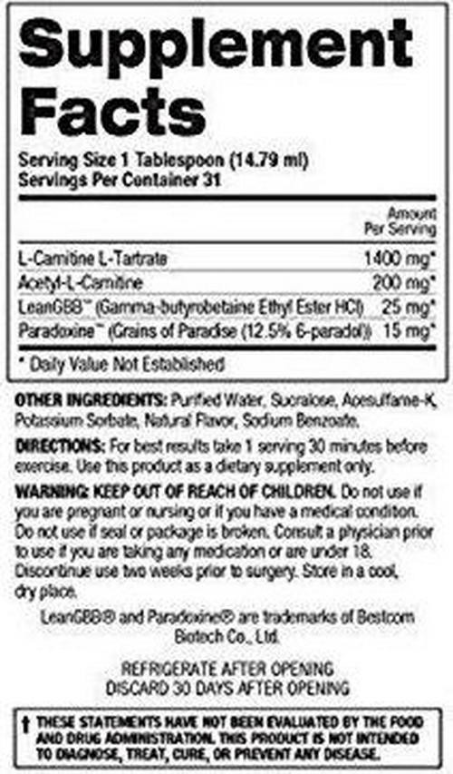 Top Secret Nutrition Fireball Liquid L-Carnitine with Paradoxine | Stim Free | |