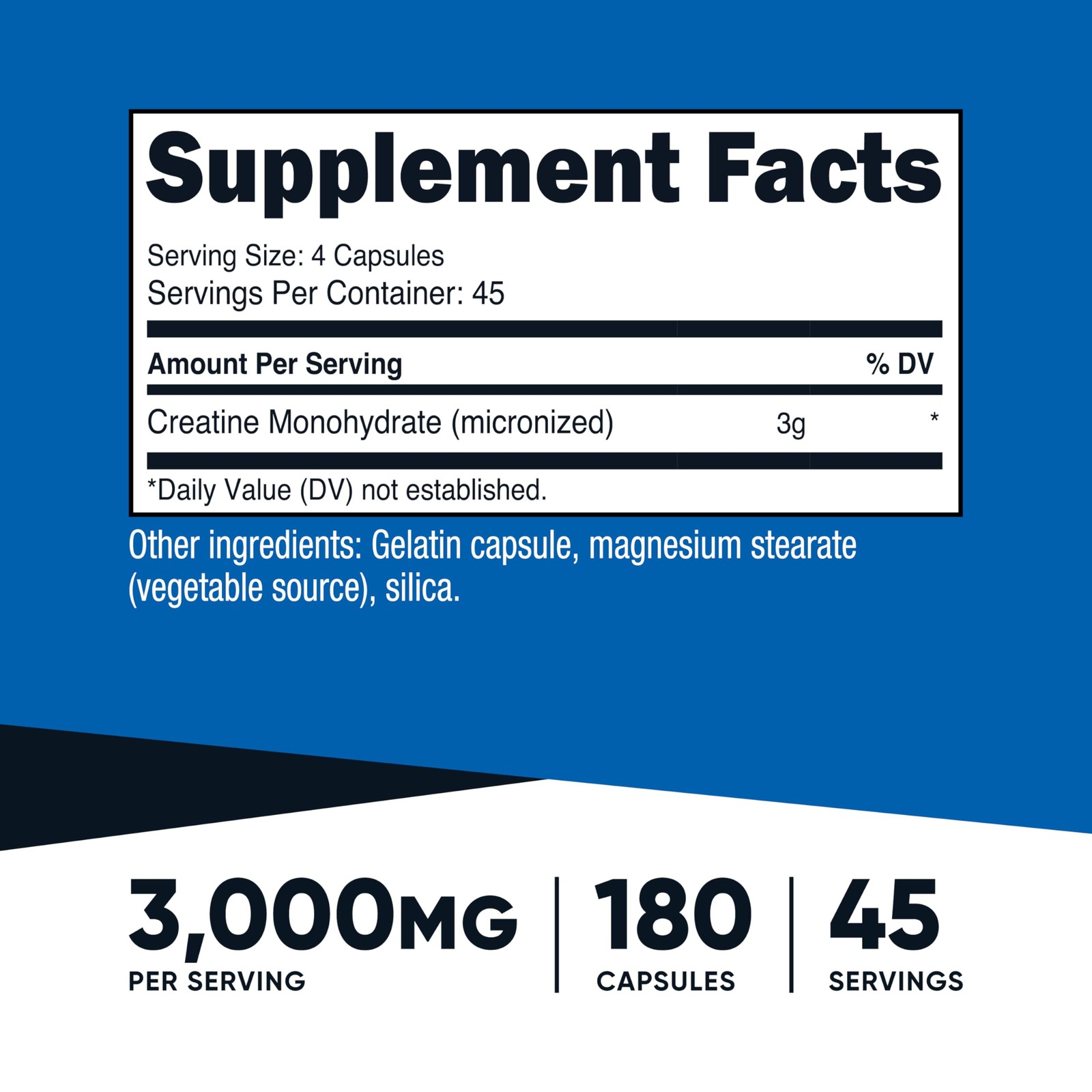 Nutricost Creatine Monohydrate 3,000mg, 180 Capsules 180 Count (Pack of 1)