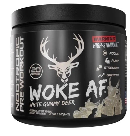 bucked up pre workout woke af white gummy deer