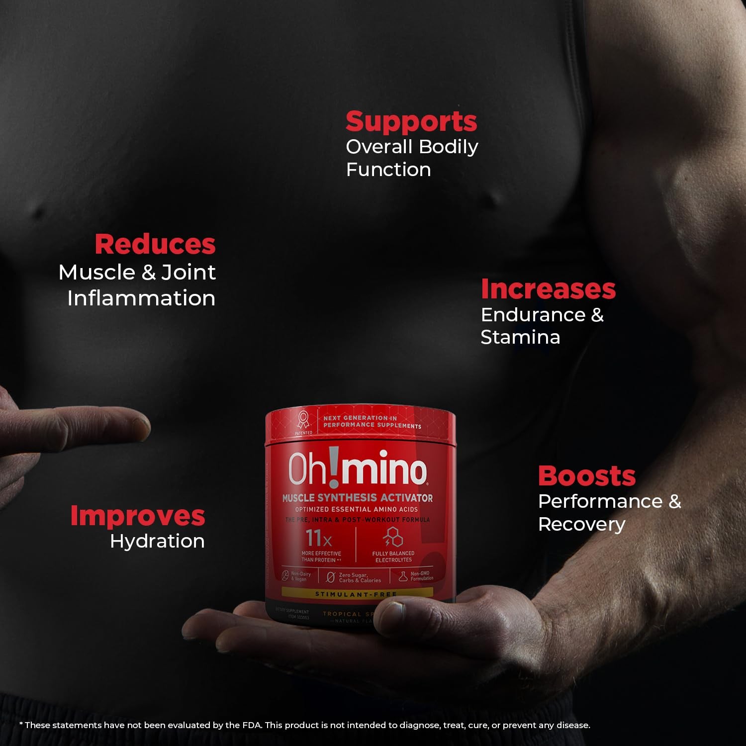 Ohmino BCAAs + EAAs, All 9 Essential Amino Acids for Muscle Growth Recovery,…