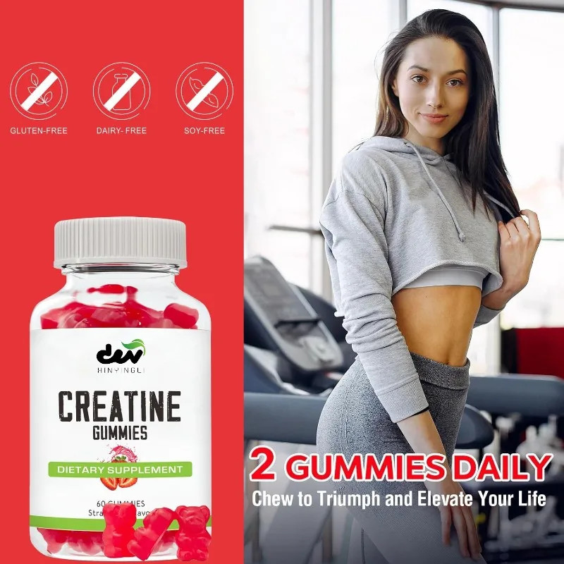 Gommes créatine monohydrate 3g saveur fraise vegan vitamine B12 60 pcs