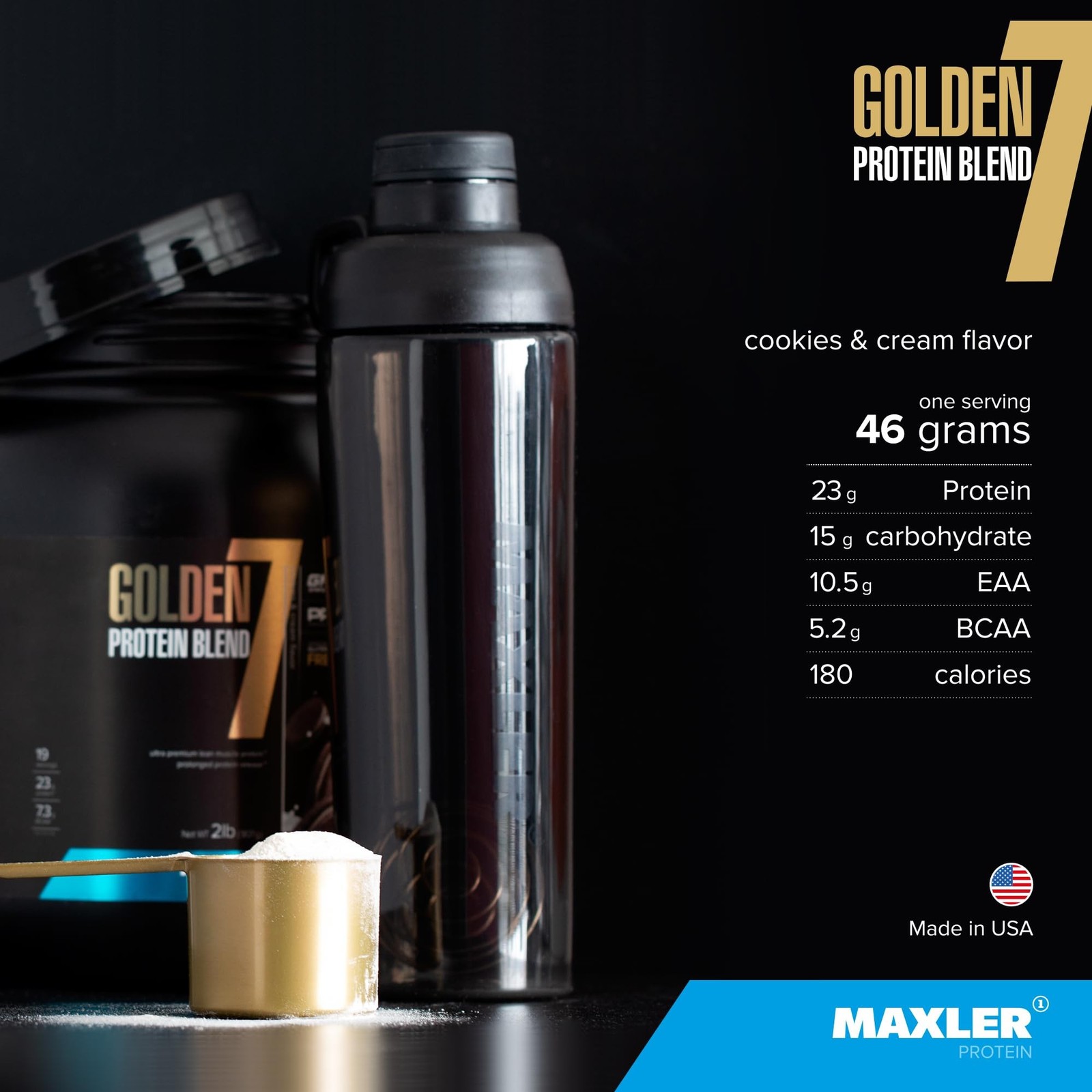 Maxler Golden 7 Protein Blend Cookies and Cream 5 lb