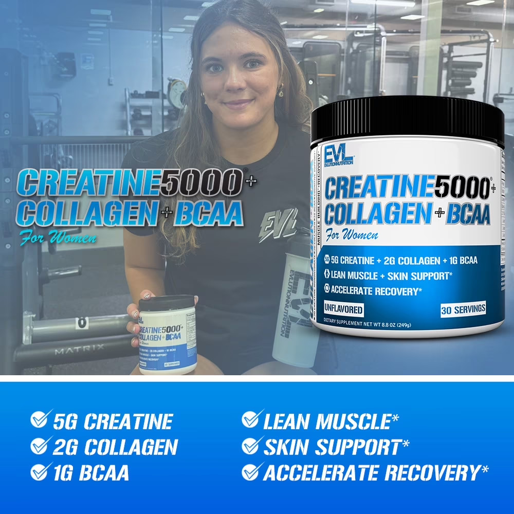 Creatine 5000 + Collagen + BCAA – for Women – Supports Lean Muscle Growth – 5G C