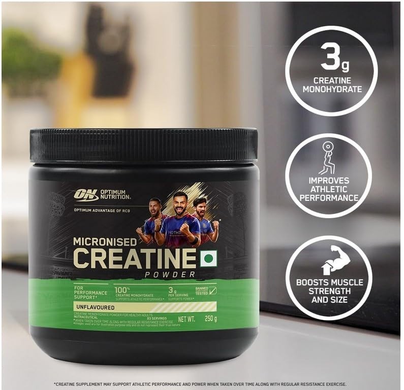 Optimum Nutrition (ON) Micronized Creatine Powder 250gm 83 Serves, Unflavoured