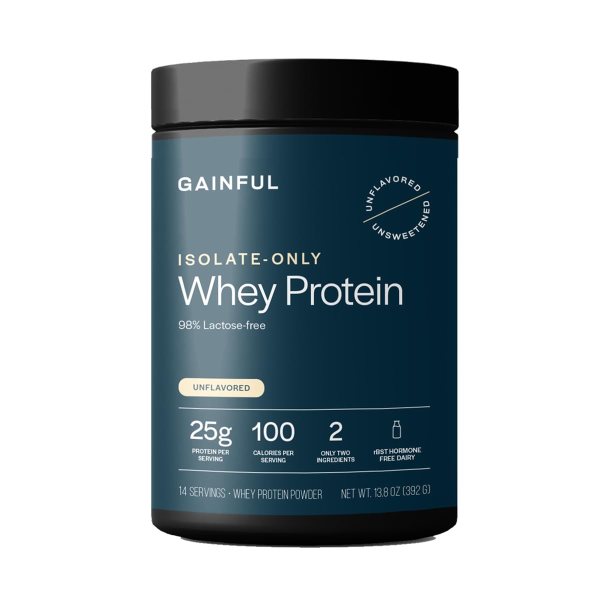 Gainful Whey Protein Isolate Powder, 25g Clean Protein per Serving, Unflavore…