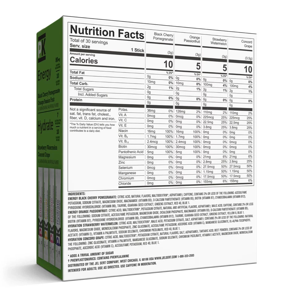 Pure Kick Energy & Hydration Variety Pack Singles-To-Go Drink Mix 30-Count.