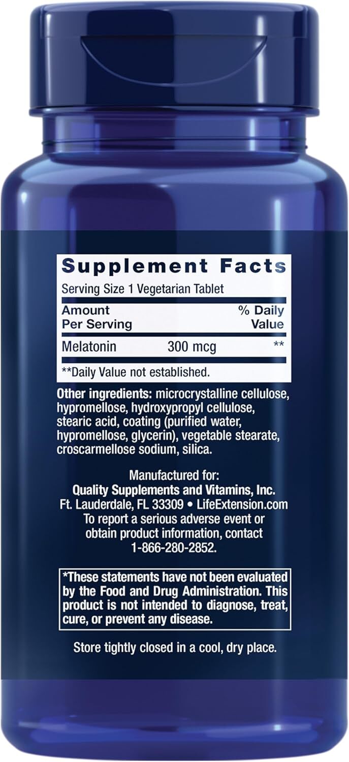 Life Extension Melatonin 6 Hour Timed Release, 300 mcg, Extended-Release…