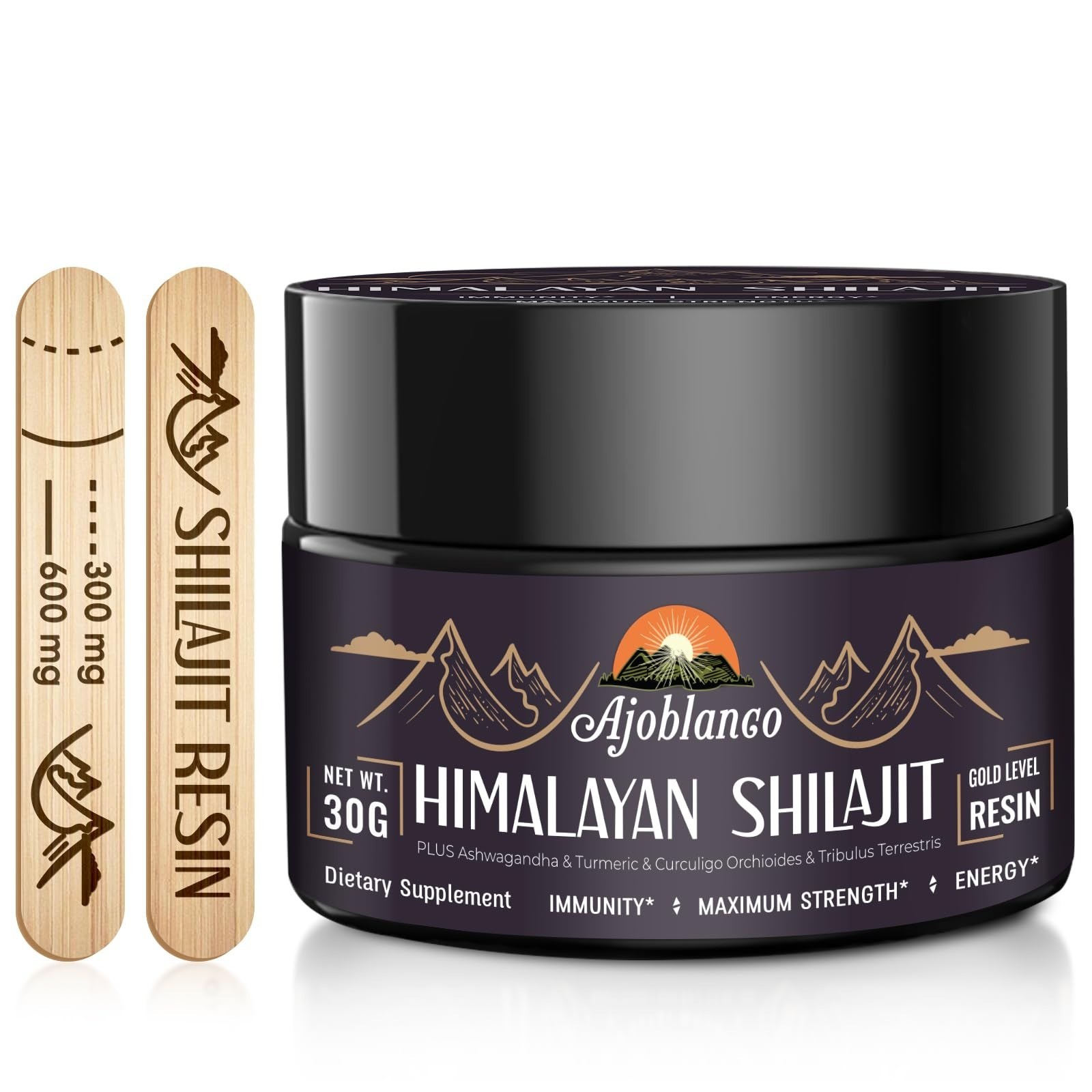 Ajoblanco Organic Shilajit Resin 600mg – Energy, Strength & Immunity