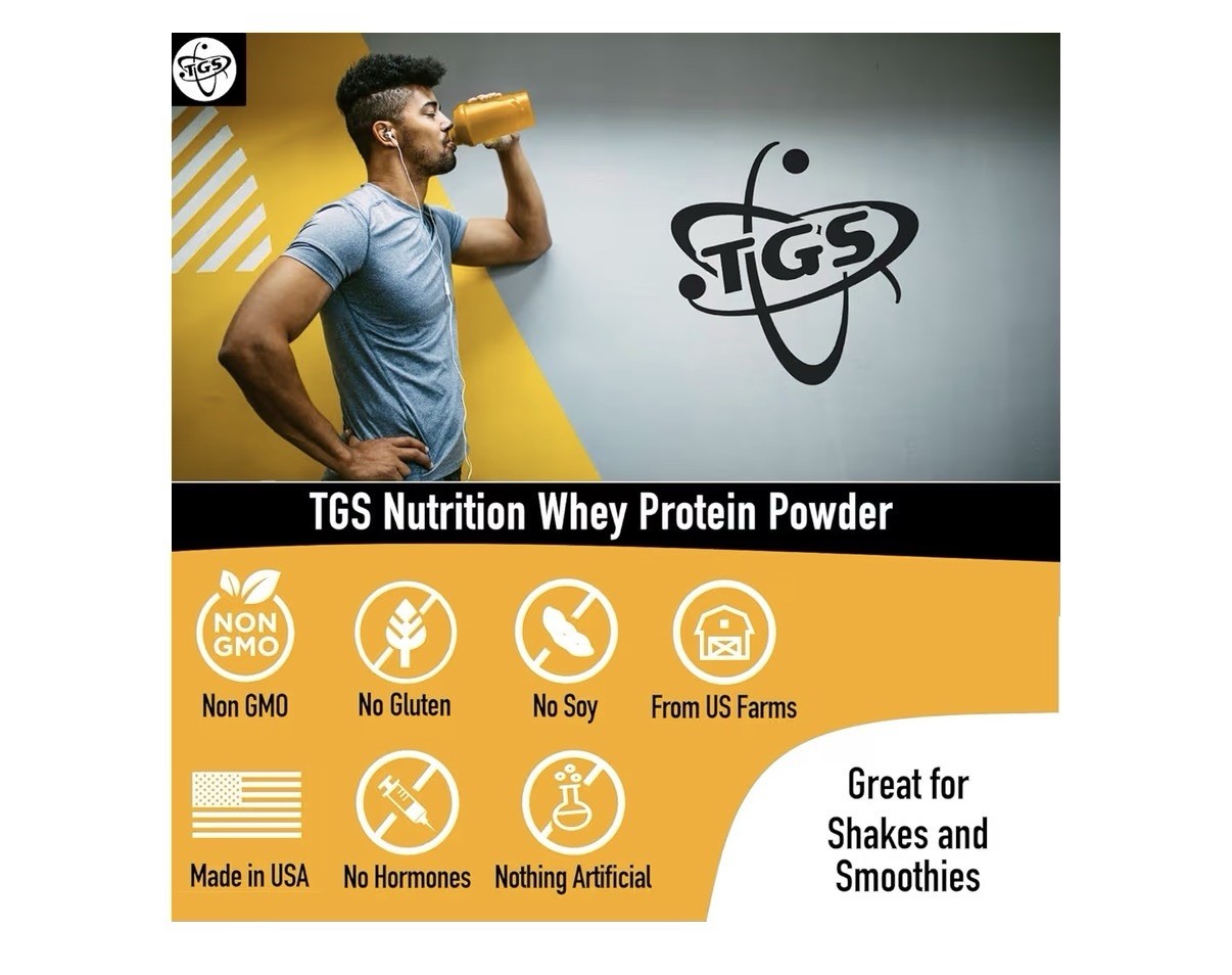 TGS Nutrition Whey Protein Powder Unflavored Unsweetened Muscle Recovery 2 Pound