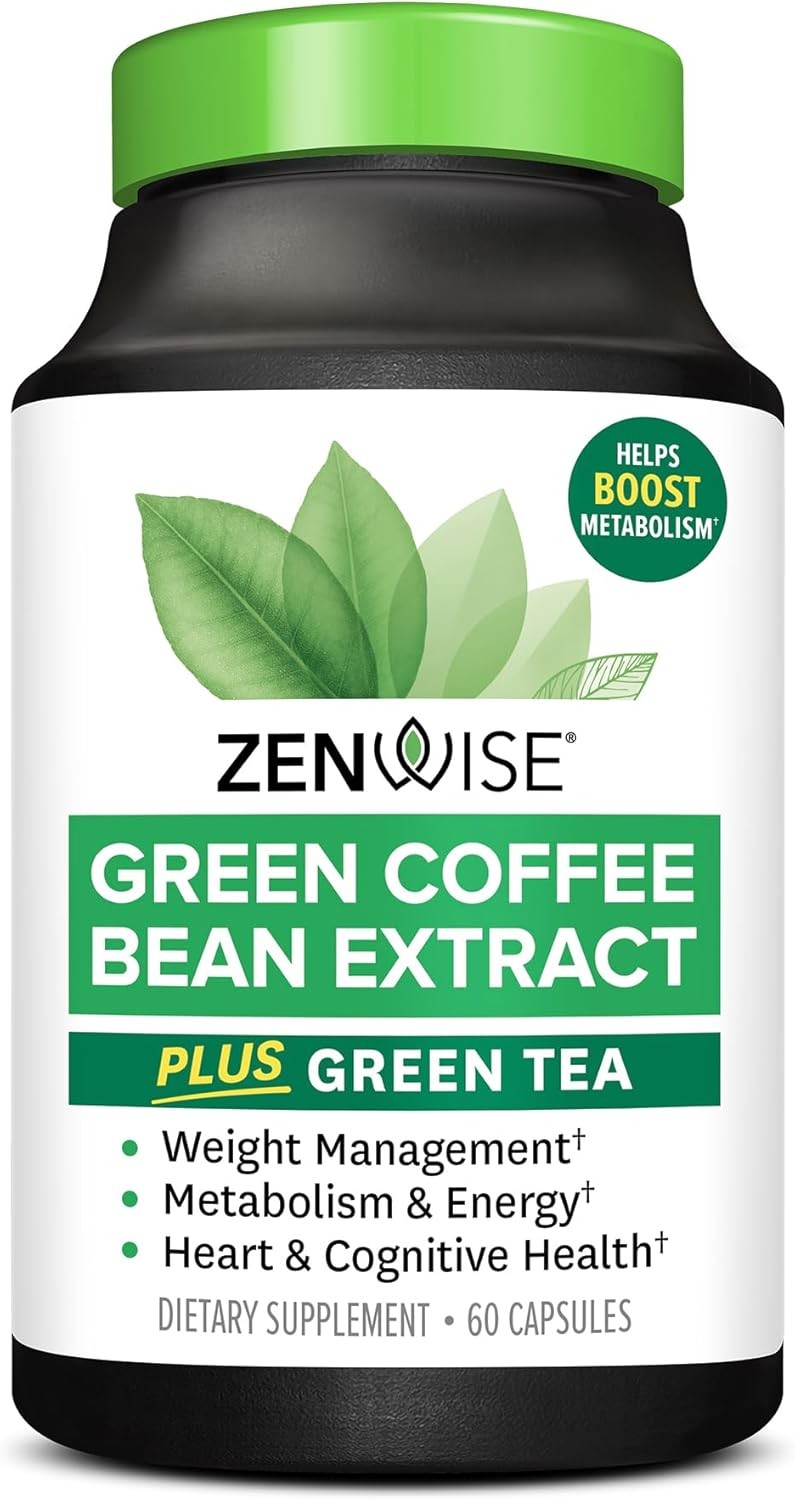 Zenwise Health EGCG Green Tea Extract Capsules with Coffee Bean Extract – 50% EG
