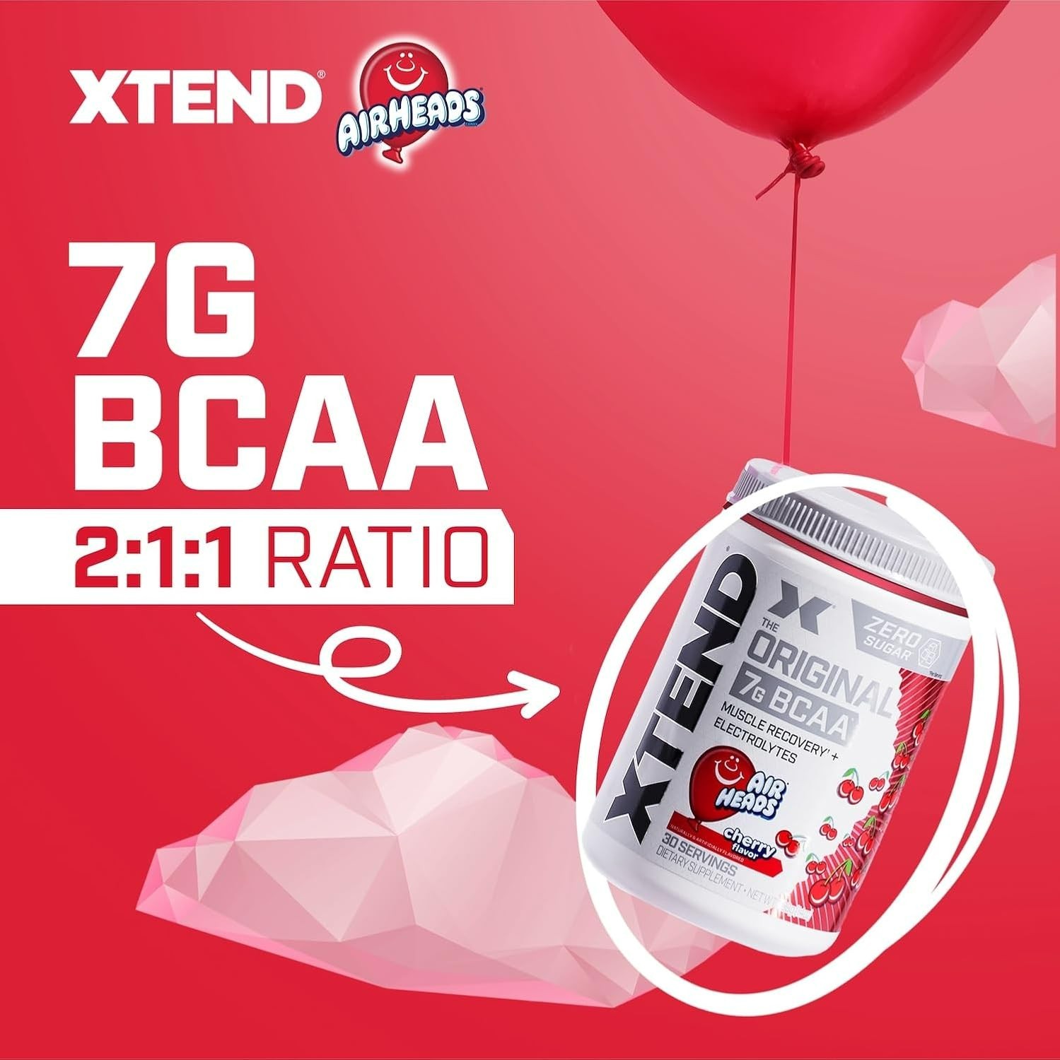 Xtend Original BCAA 7g Air Heads Cherry Flavor, 30 Servings, Exp 9/2027
