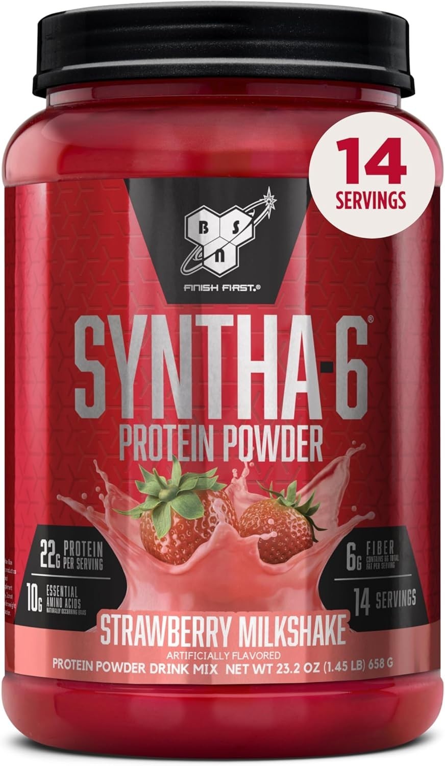 22g Protein SYNTHA-6 Strawberry Milkshake Powder – Muscle Recovery, 14 Servings
