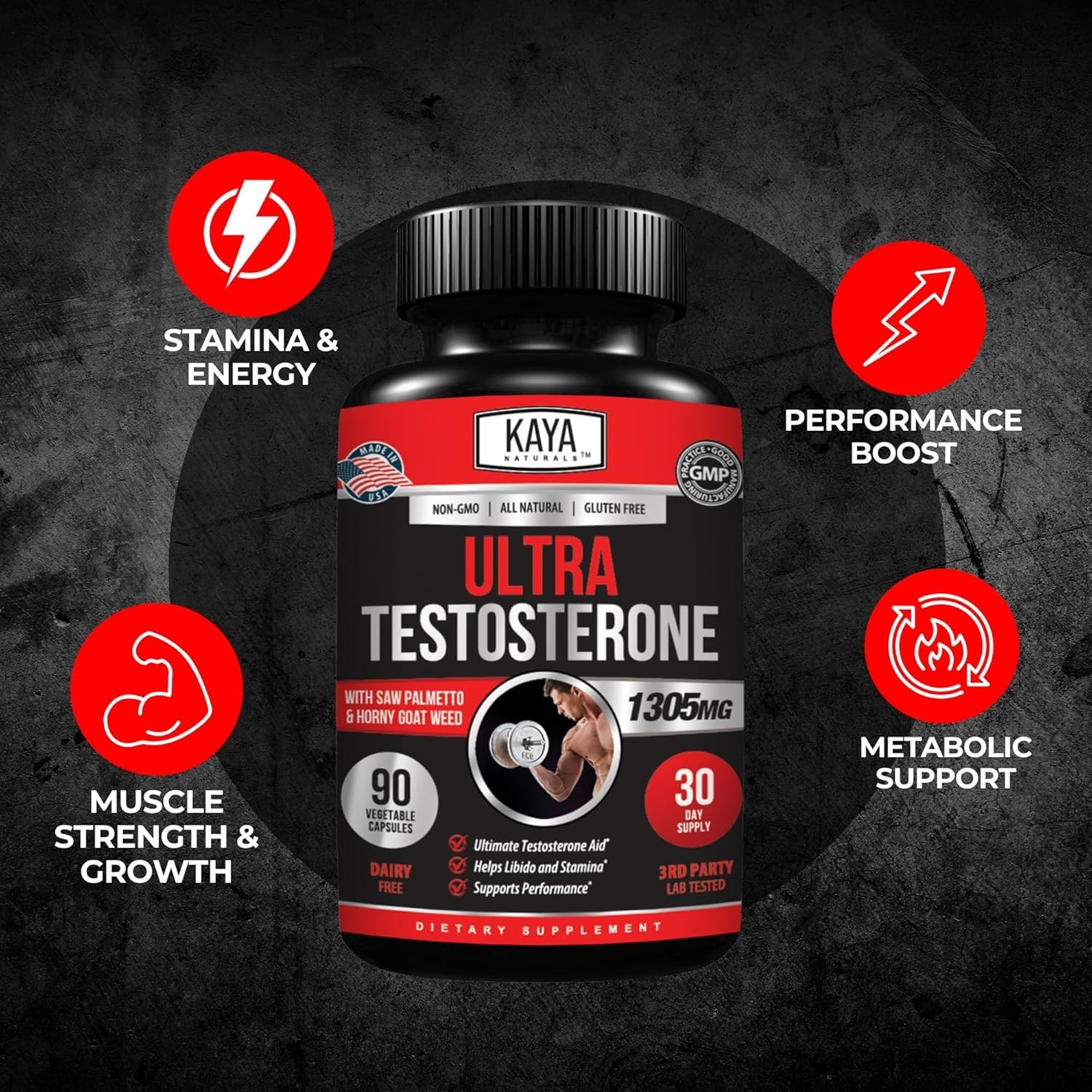 Men’s Testosterone Booster with Tribulus Terrestris – 90 Capsules for Vitality