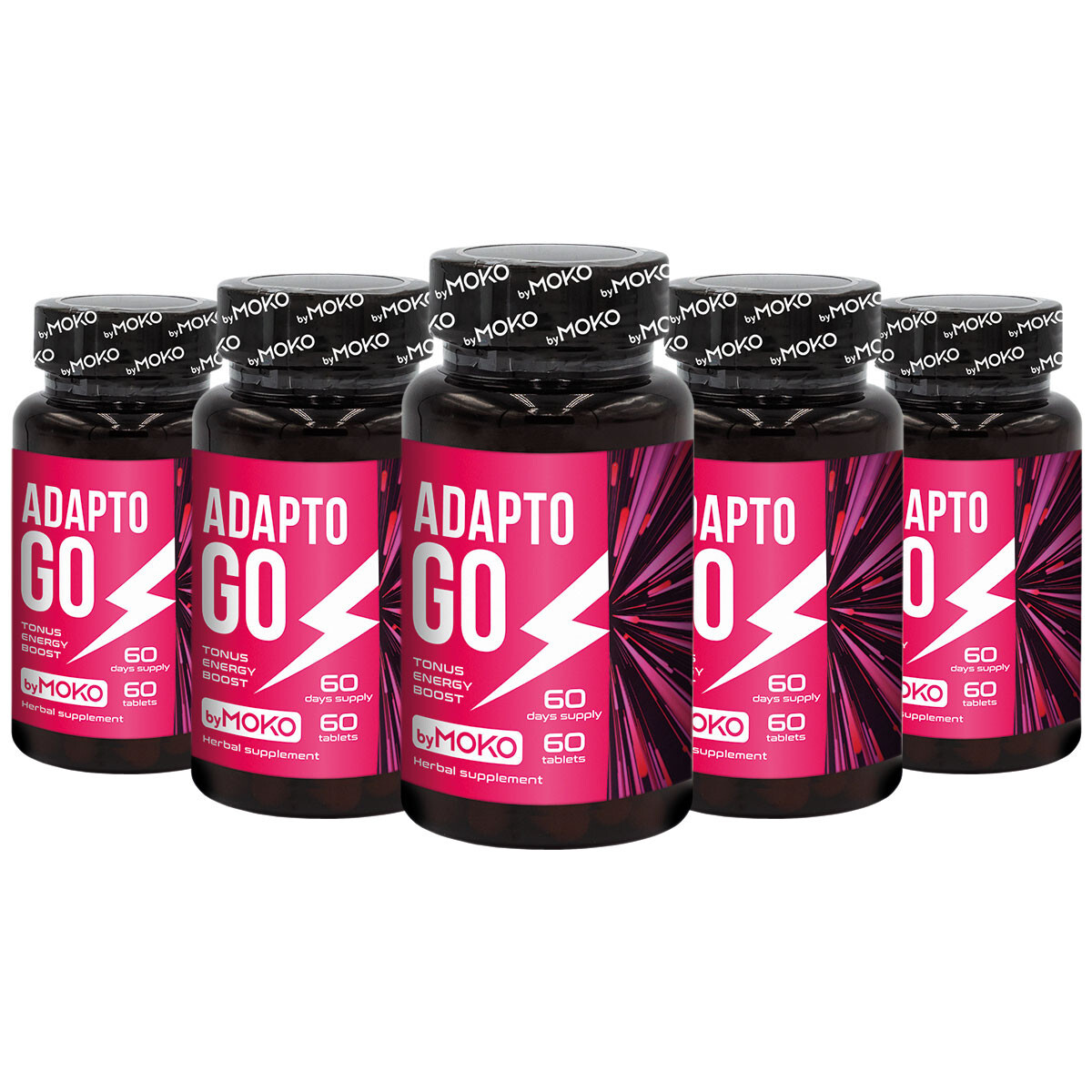 AdaptoGO Leuzea Rhodiola Rosea Ginseng Testosterone Booster Energy 5 x 60 tabs