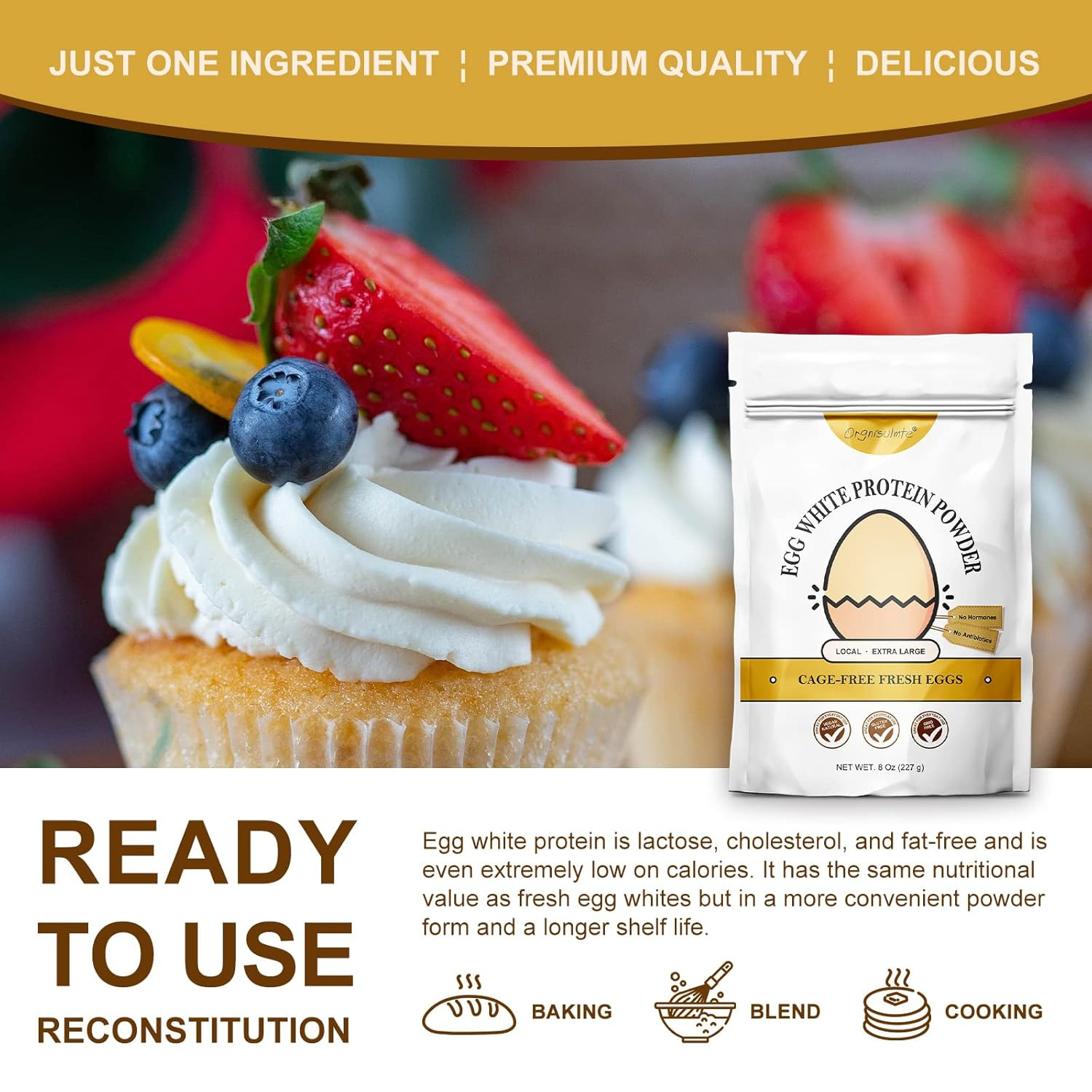 Egg White Protein Powder 8 Oz, Pasteurized Dried Egg Whites Protein, Gluten-F…