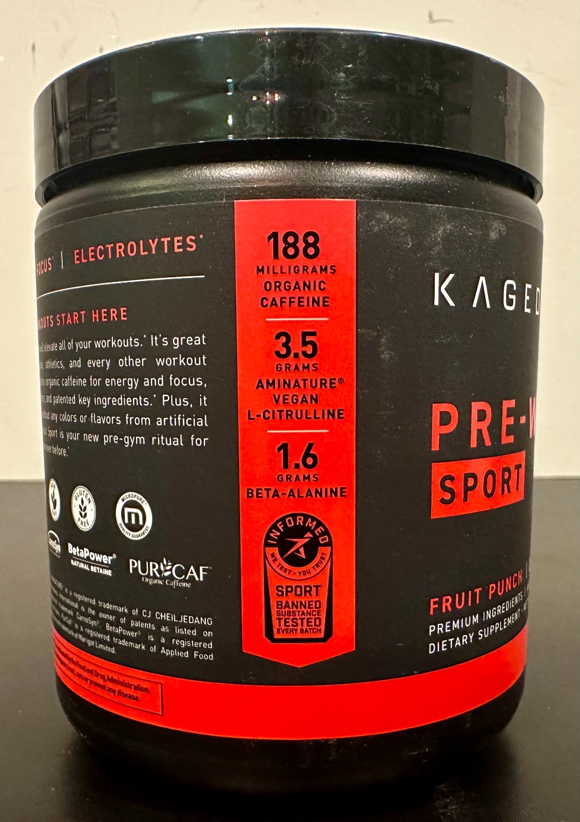 Kaged Muscle Pre-Workout Sport Dietary Supplement Fruit Punch 9.1 oz (Exp 09/27)