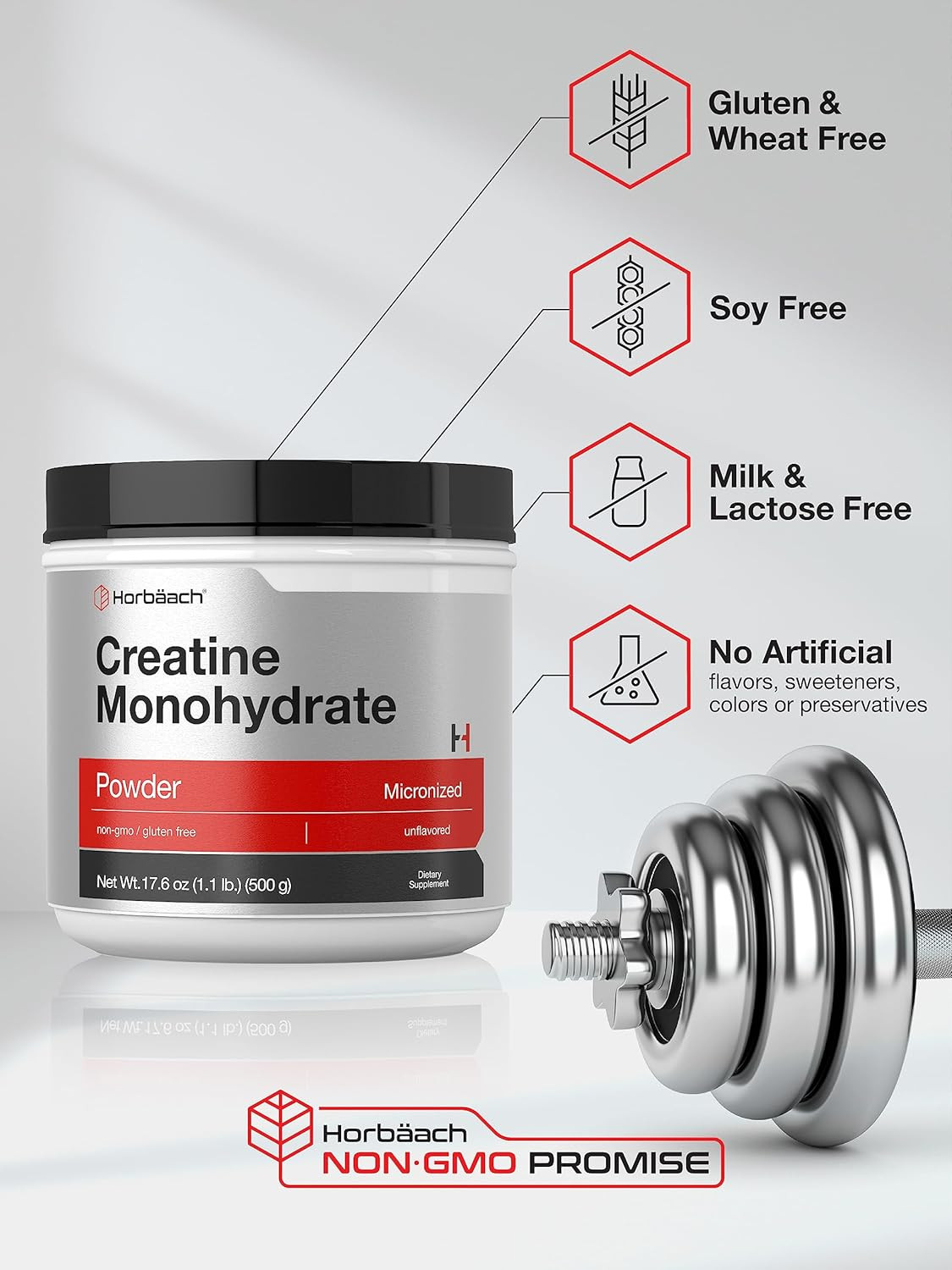 Creatine Monohydrate Powder | 1.1Lb (17.6 Oz) | Micronized and Unflavored | Vege