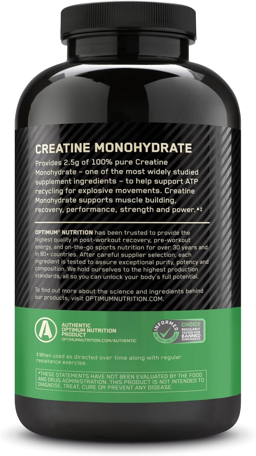 Optimum Nutrition 100% Pure Micronized 2500mg Creatine Monohydrate 200 Capsules