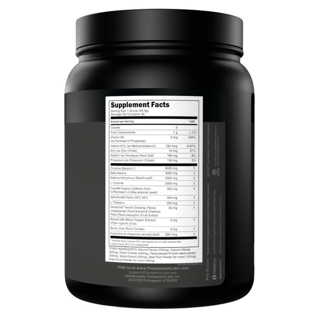 Sugar-Free Pre Workout Powder – Clinically Dosed Energy Boost, Beta Alanine, Cit