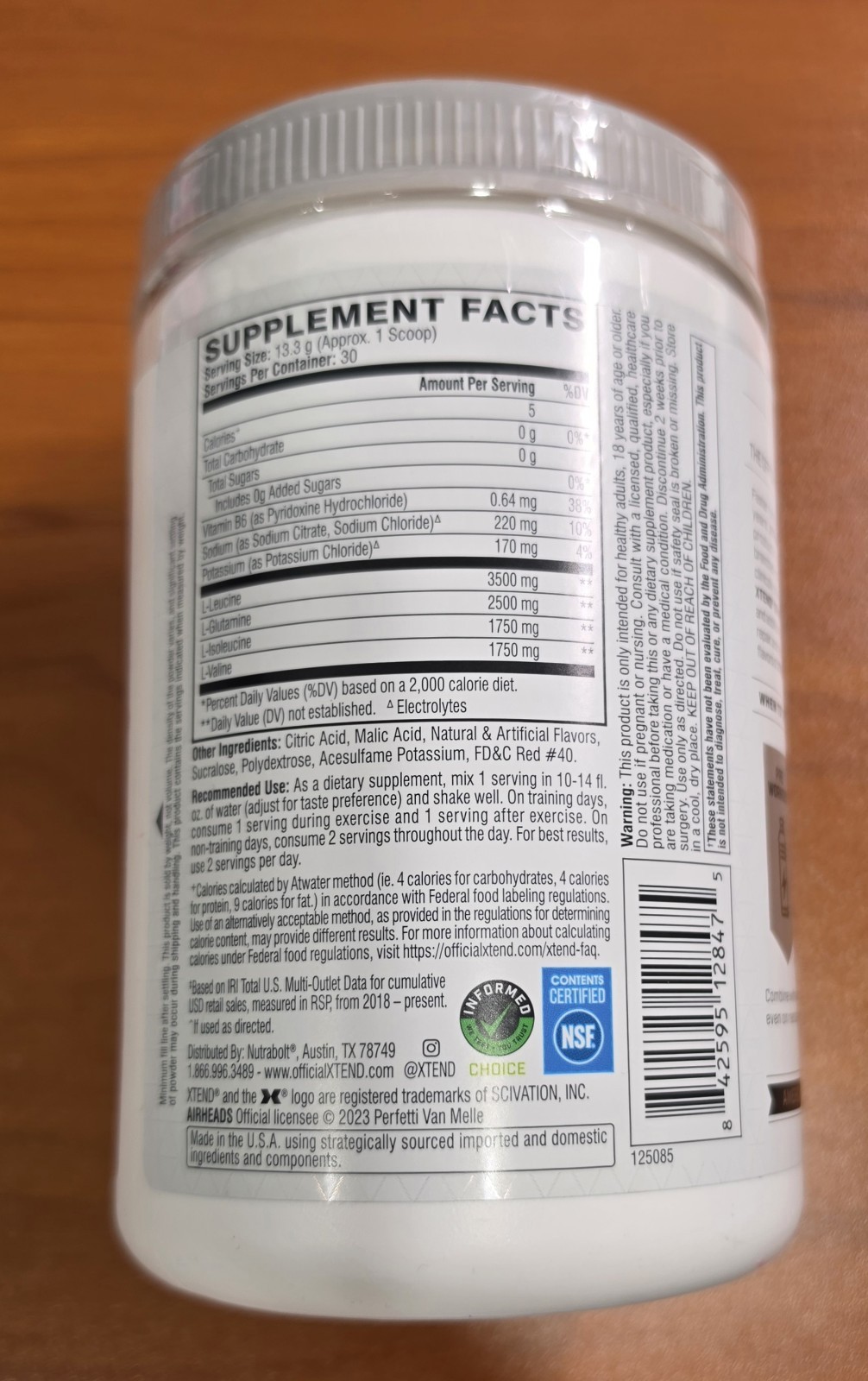 Xtend 7G BCAA AIR HEADS CHERRY Sugar-Free POWDER MUSCLE RECOVERY Exp 7/26 SEALED