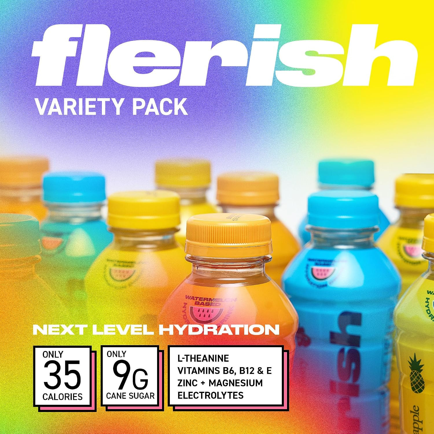 FLERISH Watermelon Juice-Based Hydration Drink, 16oz, 12-ct (Variety) | Sports D