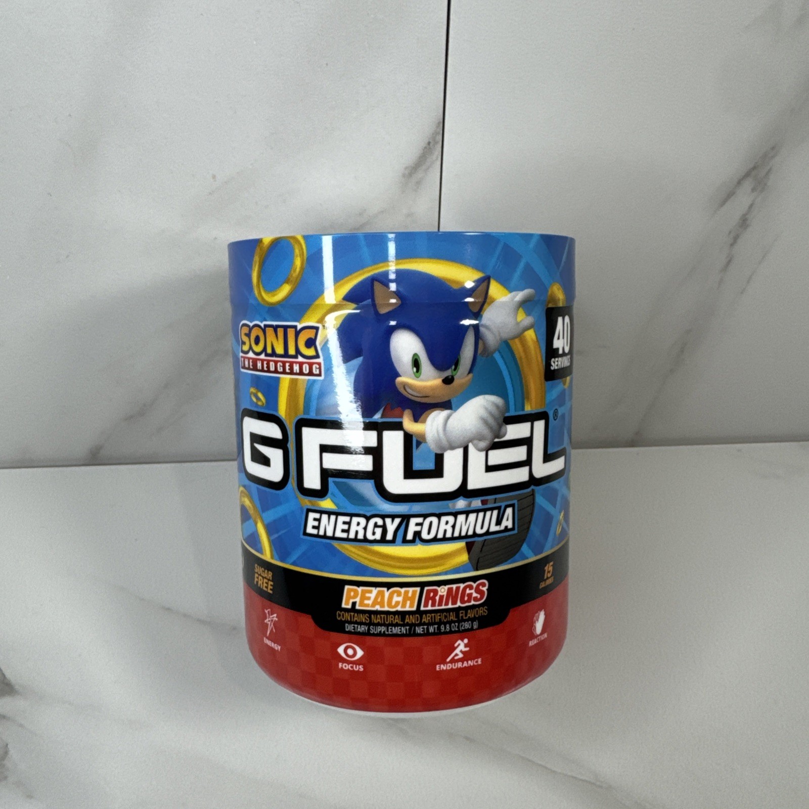 GFuel Energy Drink Tub — Sonic the Hedgehog Peach Rings (expires 2027)