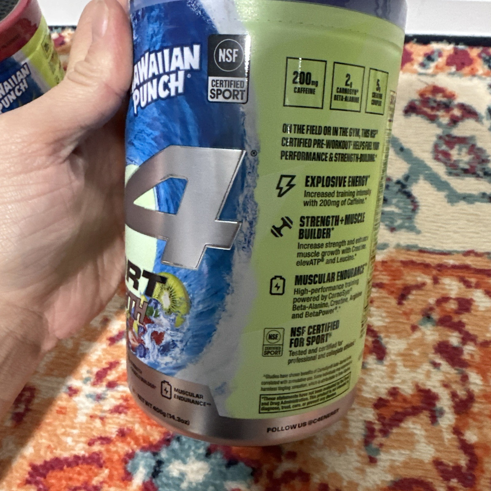 C4 Sport Strength Hawaiian Punch Berry Blue Typhoon Pre-Workout 20 Servings 406g