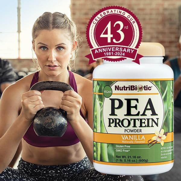NutriBiotic Pea Protein Vanilla 21 Oz | Made in USA | BCAA-Rich and Keto