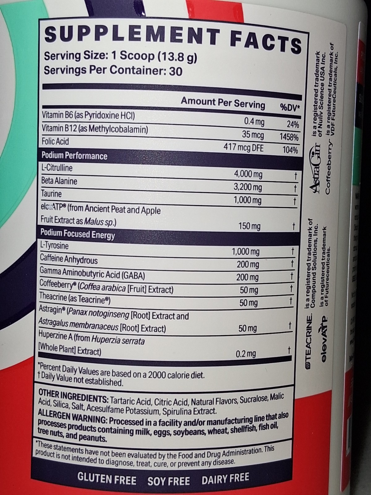 Podium Fuse Pre-Workout Powder Blue Razz Slushie 14.6 oz Gluten-Free