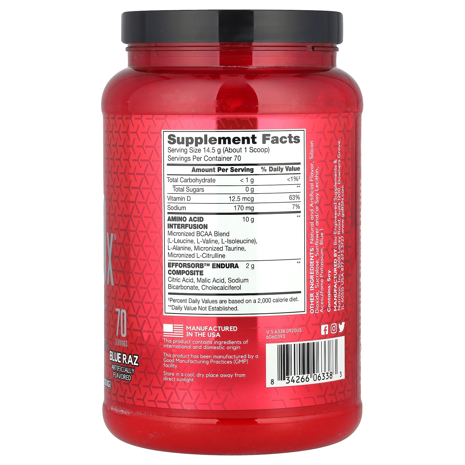 AminoX, Endurance & Recovery, Blue Raz, 2.24 lb (1.01 kg)